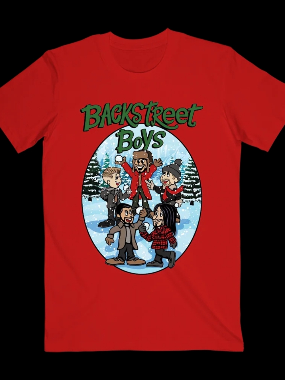 NWOT Backstreet Boys Winter Cartoon Shirt Sz L